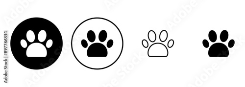 Paw icon set. paw print icon vector. dog or cat paw