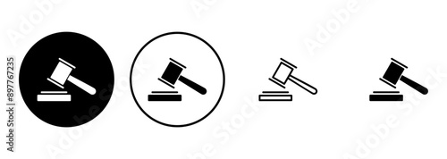 Gavel icon set. judge gavel icon vector. law icon vector. auction hammer