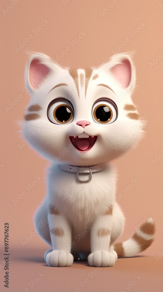 cute cat cartoon 3d render with one color background, generative ai cute cat cartoon 3d render with one color background, generative ai
