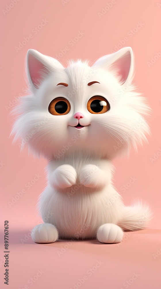 cute cat cartoon 3d render with one color background, generative ai cute cat cartoon 3d render with one color background, generative ai