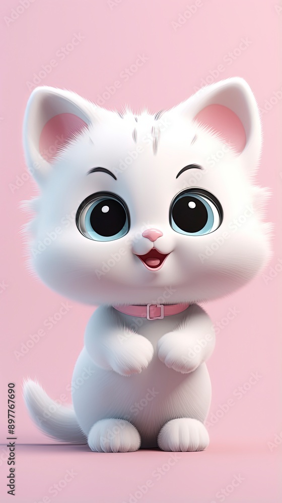 cute cat cartoon 3d render with one color background, generative ai cute cat cartoon 3d render with one color background, generative ai