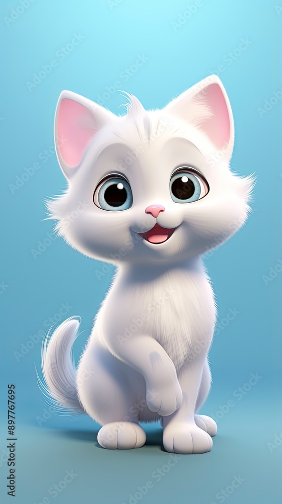 cute cat cartoon 3d render with one color background, generative ai cute cat cartoon 3d render with one color background, generative ai