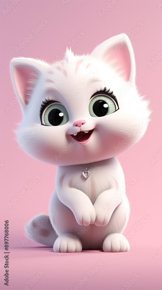 cute cat cartoon 3d render with one color background, generative ai cute cat cartoon 3d render with one color background, generative ai