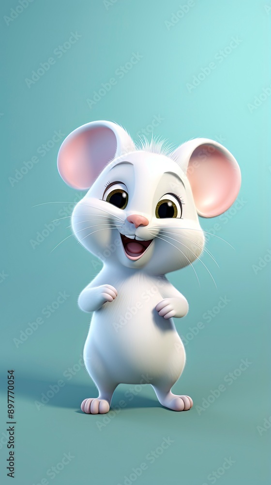 cute mouse cartoon 3d render with one color background, generative ai cute mouse cartoon 3d render with one color background, generative ai
