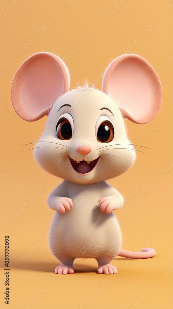cute mouse cartoon 3d render with one color background, generative ai cute mouse cartoon 3d render with one color background, generative ai