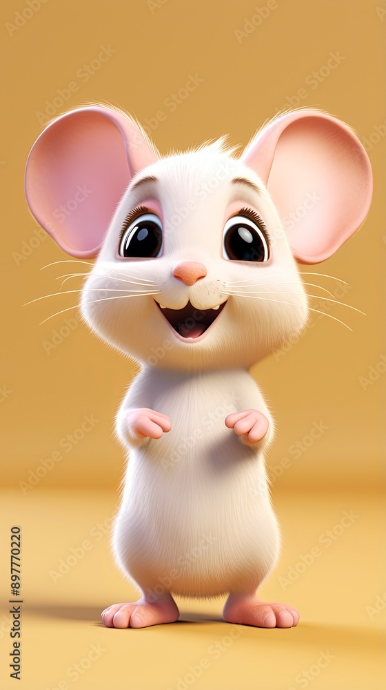 cute mouse cartoon 3d render with one color background, generative ai cute mouse cartoon 3d render with one color background, generative ai