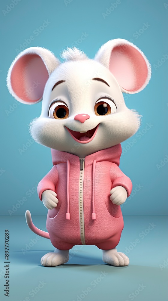 cute mouse cartoon 3d render with one color background, generative ai cute mouse cartoon 3d render with one color background, generative ai