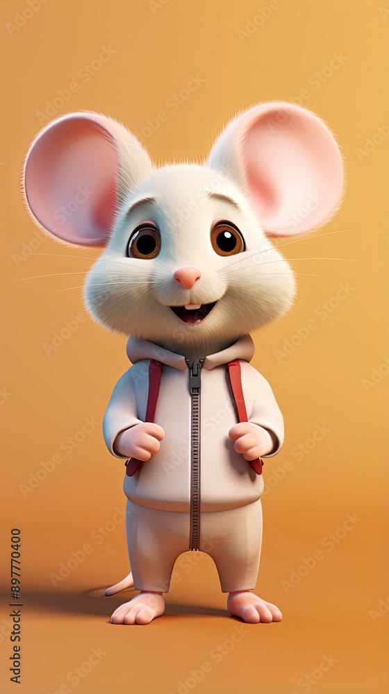 cute mouse cartoon 3d render with one color background, generative ai cute mouse cartoon 3d render with one color background, generative ai