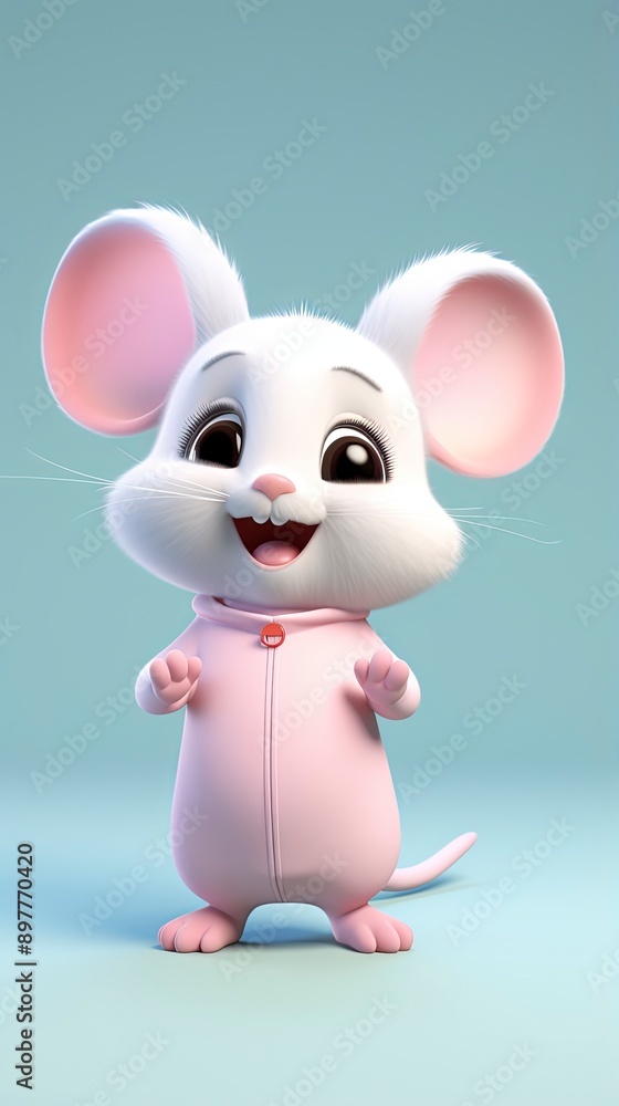 cute mouse cartoon 3d render with one color background, generative ai cute mouse cartoon 3d render with one color background, generative ai