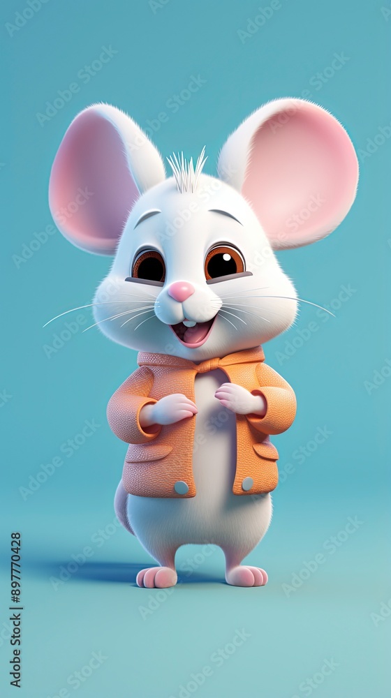 cute mouse cartoon 3d render with one color background, generative ai cute mouse cartoon 3d render with one color background, generative ai