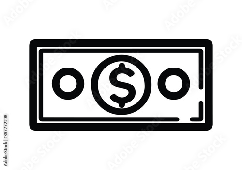 Dollar paper icon black and green color. banking cost marketing earn design.