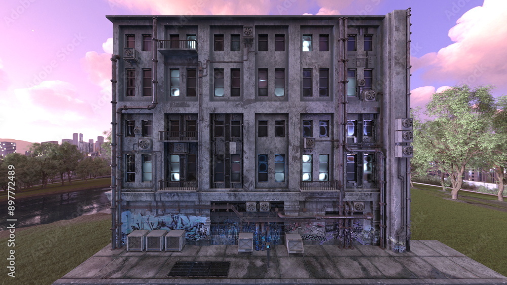 Fototapeta premium 荒廃した都市 3DCGレンダリング