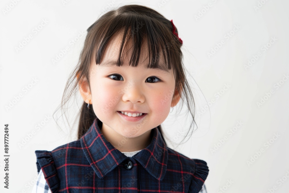 A young girl with dark hair in pigtails smiles warmly while wearing a checkered jacket. Her friendly demeanor and bright smile create a sense of approachability and warmth. A young girl with dark hair in pigtails smiles warmly while wearing a checkered jacket. Her friendly demeanor and bright smile create a sense of approachability and warmth.