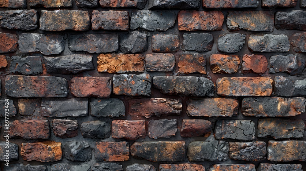 Obraz premium Detailed texture of a brick wall with worn edges