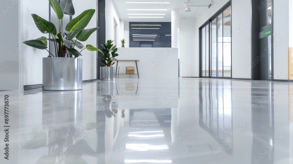 Fototapeta premium Seamless epoxy resin flooring, fluid and cohesive patterns, unbroken transitions and continuous hues, elegant and modern design, polished and reflective