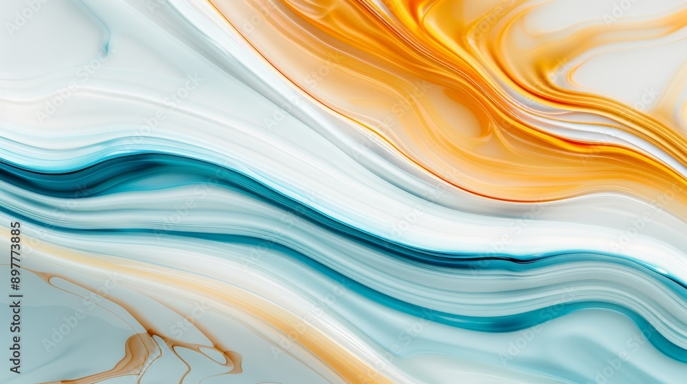 Obraz premium Seamless epoxy resin river flowing through a unified abstract landscape, continuous waves and unbroken patterns, fluid motion and cohesive colors