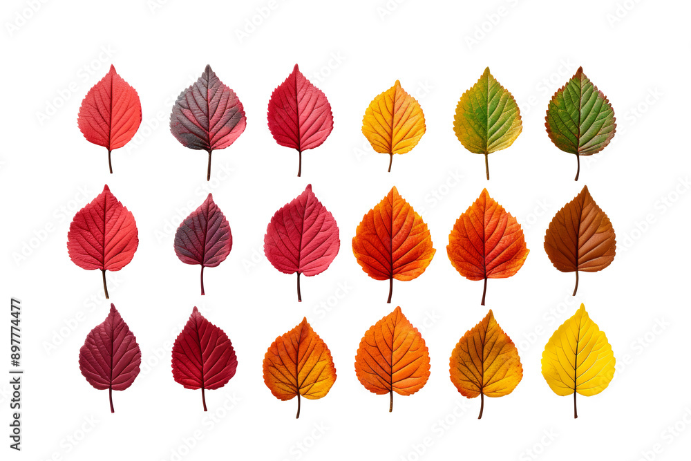 Obraz premium Seasonal Spectrum: A Collection of Colorful Leaves on Transparent Background