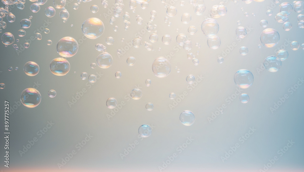 custom made wallpaper toronto digitalCloseup of Iridescent Bubbles Floating in a Light Blue Liquid