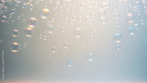 Wallpaper Mural Closeup of Iridescent Bubbles Floating in a Light Blue Liquid Torontodigital.ca