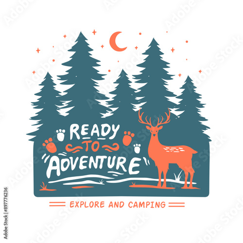 deer in the forest.vector illustration of outdoor adventure