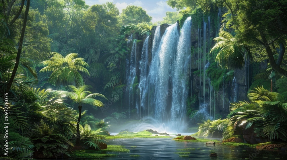 Lush Tropical Rainforest Waterfall with a Pool Lush Tropical Rainforest Waterfall with a Pool