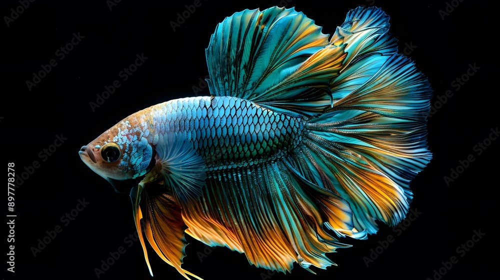 betta fish with flowing tail swims in the underwater world betta fish with flowing tail swims in the underwater world
