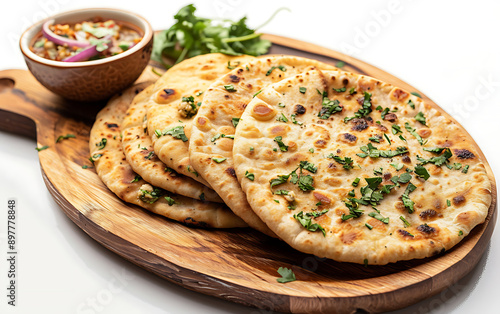 Plate of tasty Khakra with on white background. photo