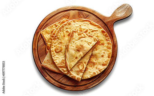 Plate of tasty Khakra with on white background. photo