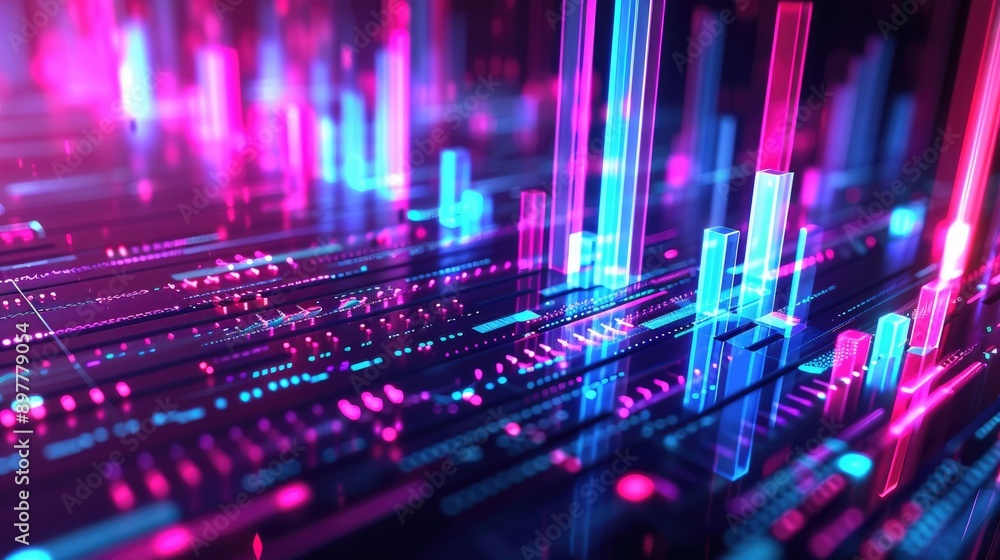 Abstract Neon Lights Glowing in a Digital Cityscape Abstract Neon Lights Glowing in a Digital Cityscape