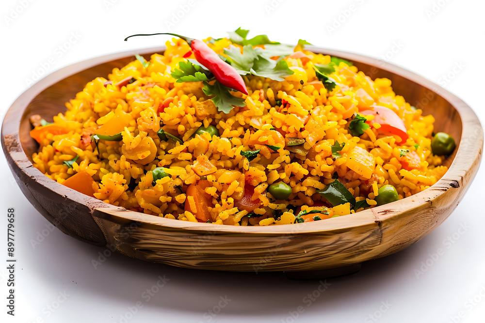 Board and plate of tasty Khichri with on white background. Board and plate of tasty Khichri with on white background.
