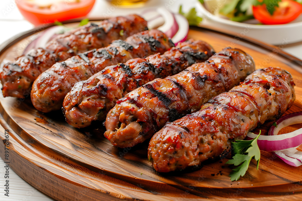 Plate of tasty Kofta with on white background. Plate of tasty Kofta with on white background.
