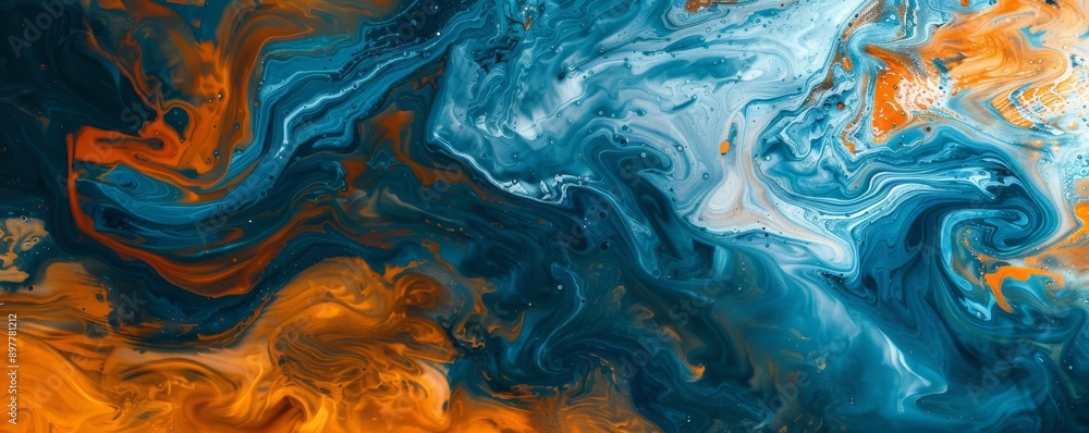 Abstract blue and orange swirling paint texture Abstract blue and orange swirling paint texture