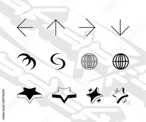 Vector set of different black sparkles icons. Collection of star sparkles symbol. Design on white background.