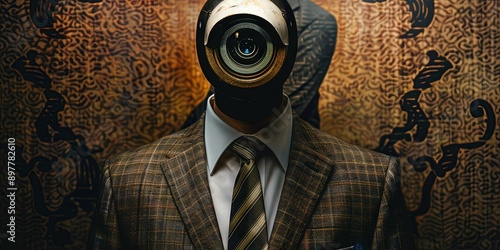 Surveillance camera wearing a professional executive business suit photo