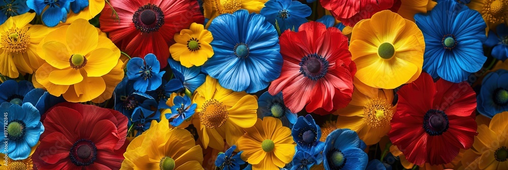 red, yellow, and blue flowers red, yellow, and blue flowers