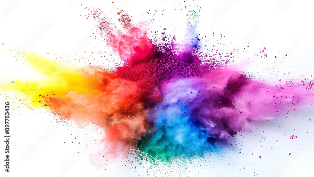 Multicolor Powder Explosion isolate on white background Multicolor Powder Explosion isolate on white background