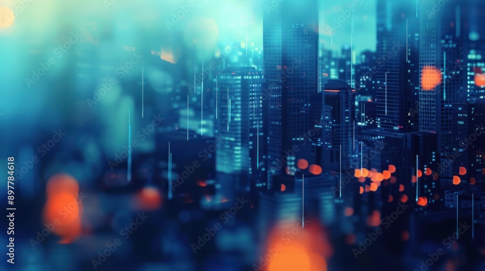 Fototapeta premium Cityscape with Blurry Lights and Lines