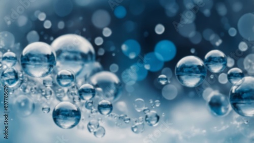 Wallpaper Mural A collection of blue bubbles with a blurred, out-of-focus background Torontodigital.ca