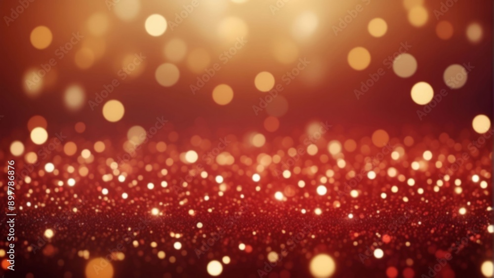 Red glitter covers a surface, with out of focus lights glowing in the background, bokeh, christmas vibe, copy space Red glitter covers a surface, with out of focus lights glowing in the background, bokeh, christmas vibe, copy space