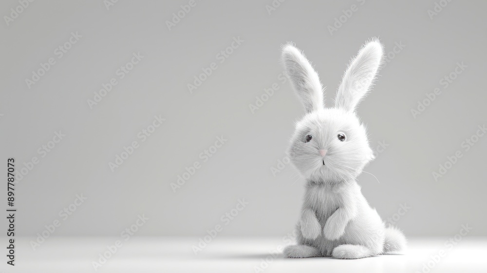 Obraz premium A Fluffy White Rabbit Posing