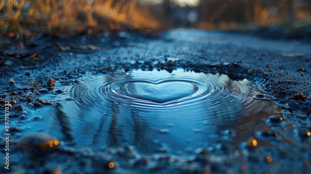 Find an abstract shape in a puddle of water