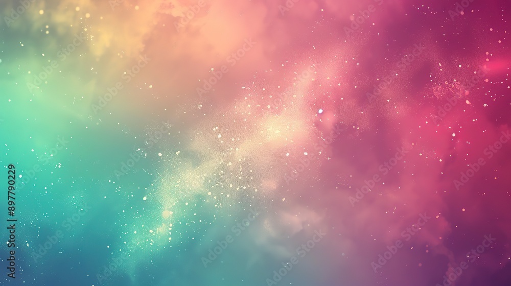 Fototapeta premium Green pink blue grainy color gradient background glowing noise texture cover header poster design 