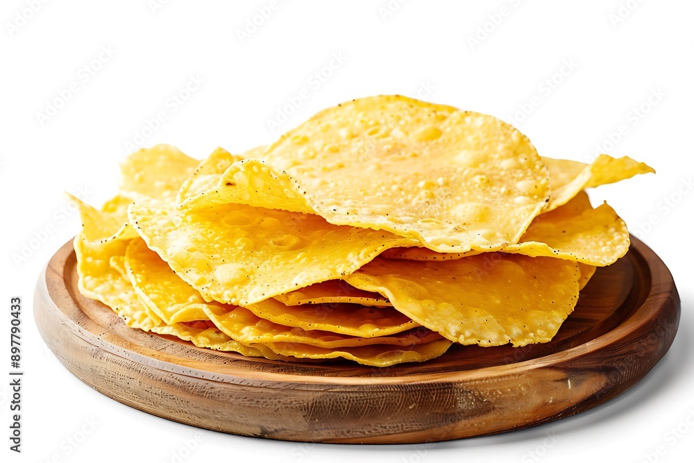 Plate of tasty Papad with on white background. Plate of tasty Papad with on white background.
