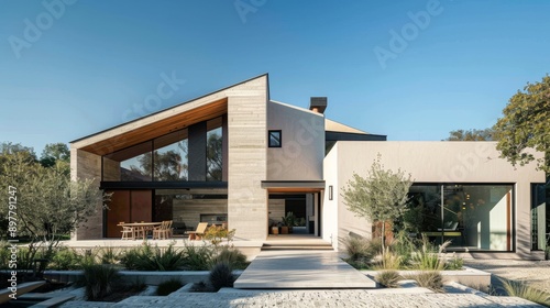 Contemporary luxury home with sleek design, open layout, large windows, and modern architectural features.