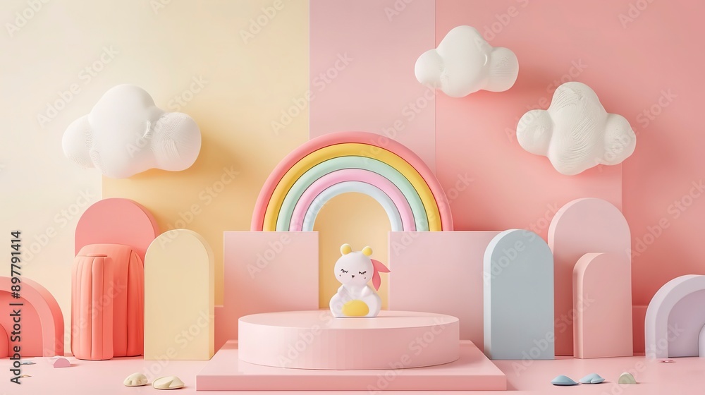 baby product display podium banner with rainbow baby product display podium banner with rainbow