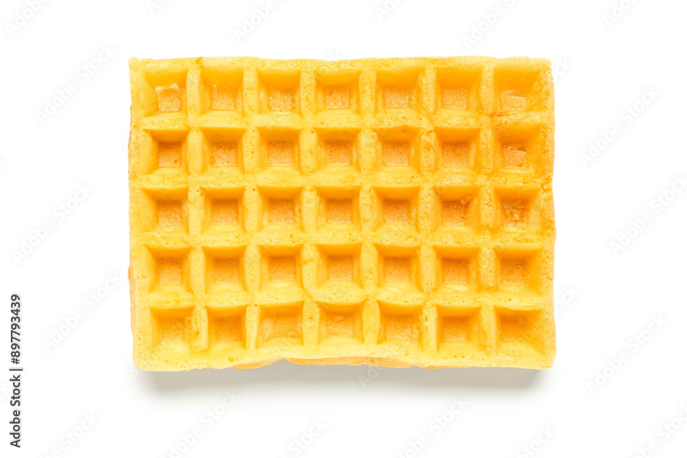 Delicious Belgian waffle on white background. Top view Delicious Belgian waffle on white background. Top view