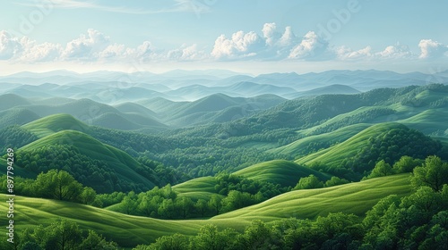 Obraz na płótnie Idyllic countryside with rolling hills and a clear sky w salonie