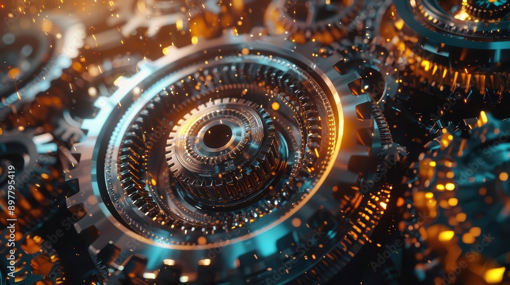 Abstract holographic industrial gears and cogs Abstract holographic industrial gears and cogs