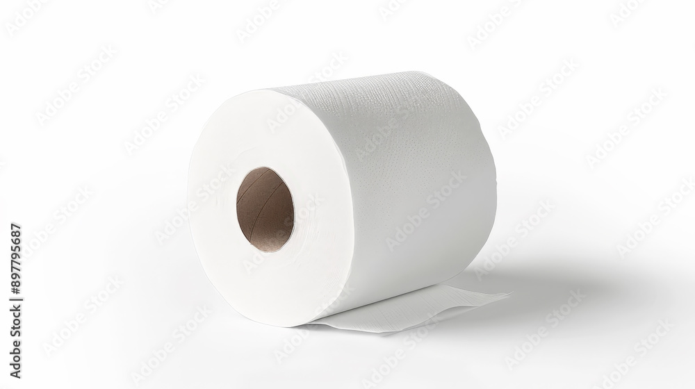 White toilet paper unrolled from a single roll on the floor against a dark brown background