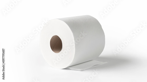 White toilet paper unrolled from a single roll on the floor against a dark brown background